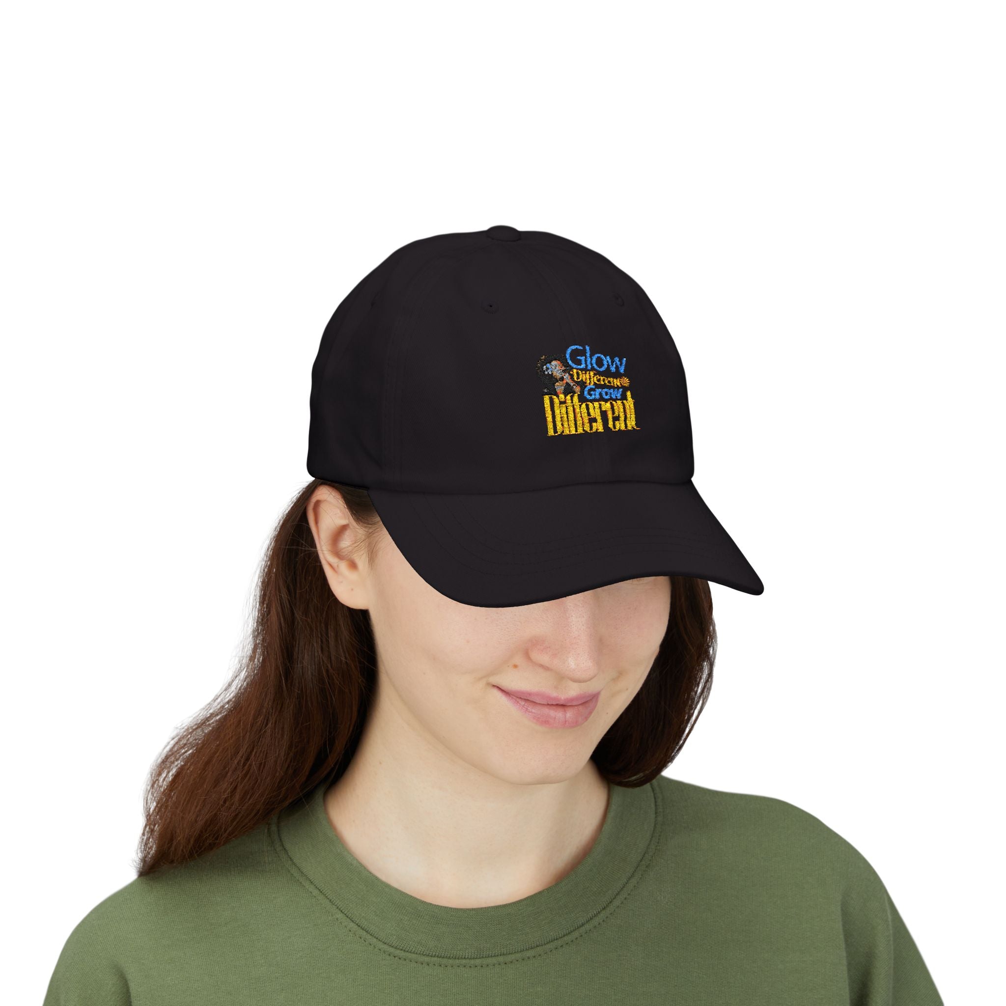 Glow Different Dad Hat, Adjustable White Cap, Unisex Cotton Baseball Cap, Everyday Casual Headwear, The Ameya Taylor Experience